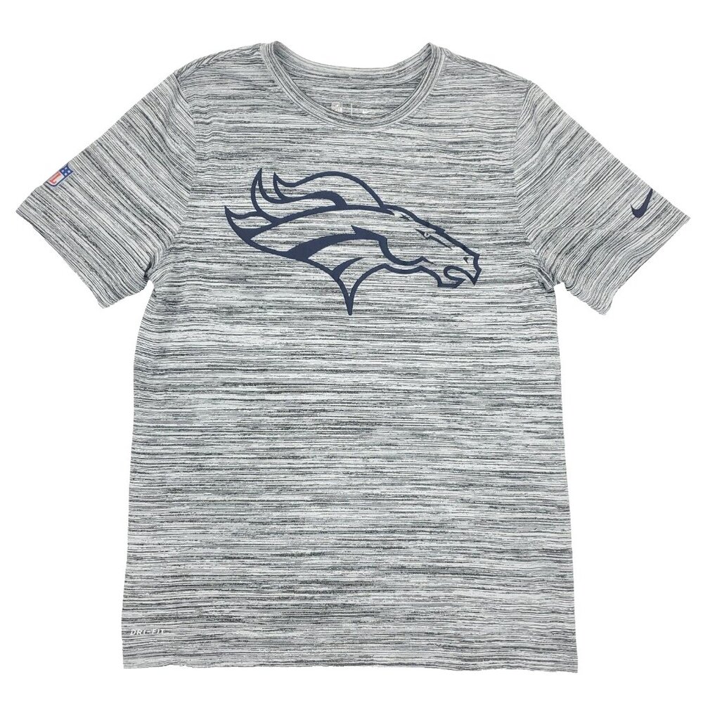 Nike Denver Broncos T-shirt Boys Youth Large 14-16 Heathered Gray Active Dri-Fit